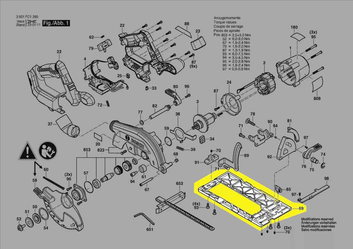 plaque de base scie circulaire réf. 1 619 P16 883 BOSCH